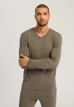 HANRO CasualsMaglia Del PigiamaDark Elmwood Melange Uomo Per La Notte 2HA82N009-O11