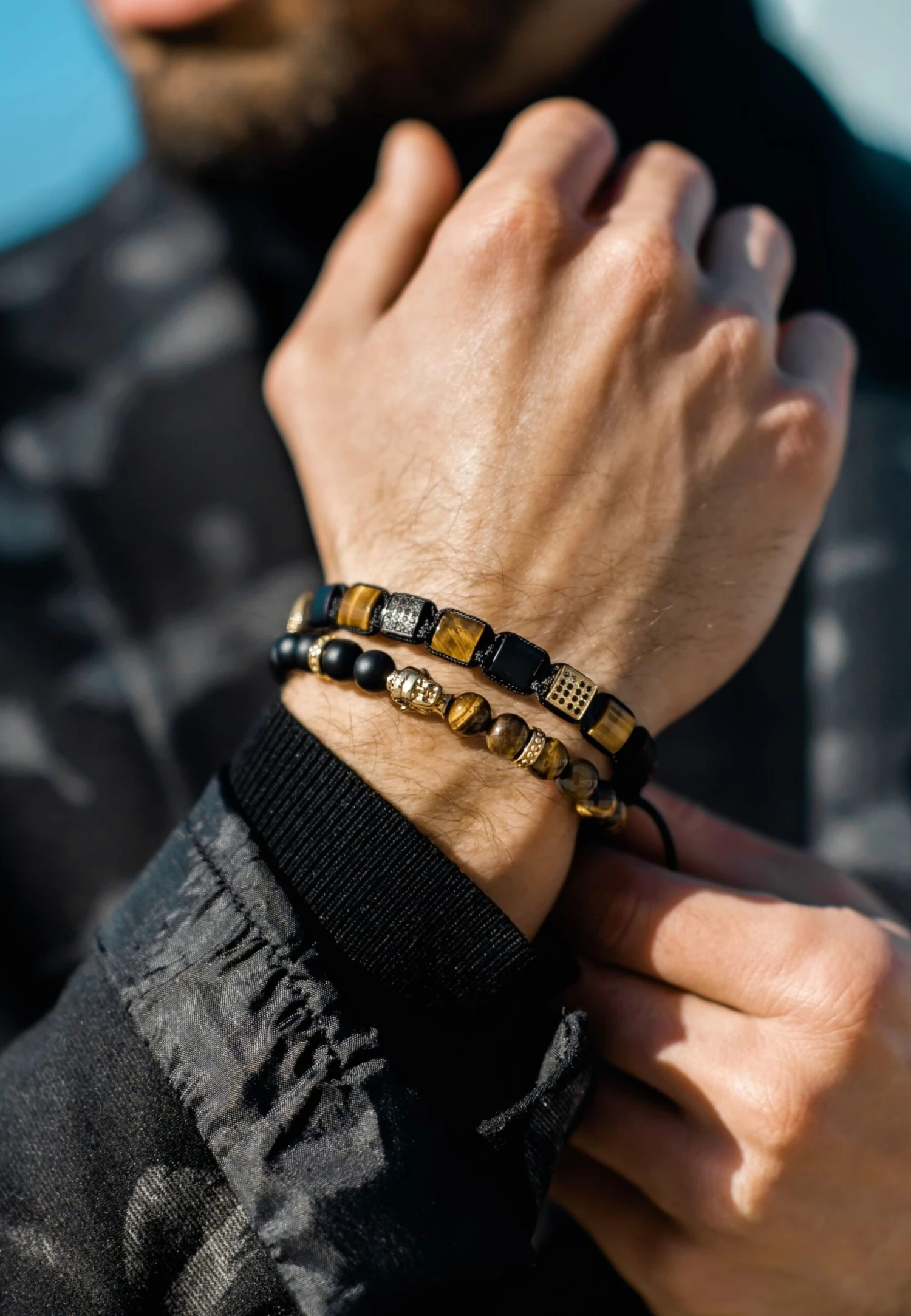 Tiger Eye, Onyx BuddhaBraccialeSchwarz Uomo Gioielli GT554L002-Q11 4 Tiger Eye, Onyx BuddhaBraccialeSchwarz Uomo Gioielli GT554L002-Q11 - immagine 2
