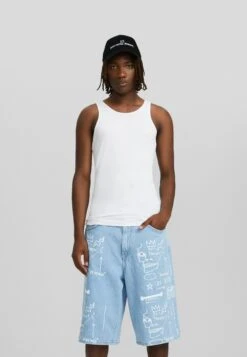 BERSHKA Embroidered Michel BasquiatCappellinoBlack Uomo Cappellie Berretti BEJ52P01A-Q11