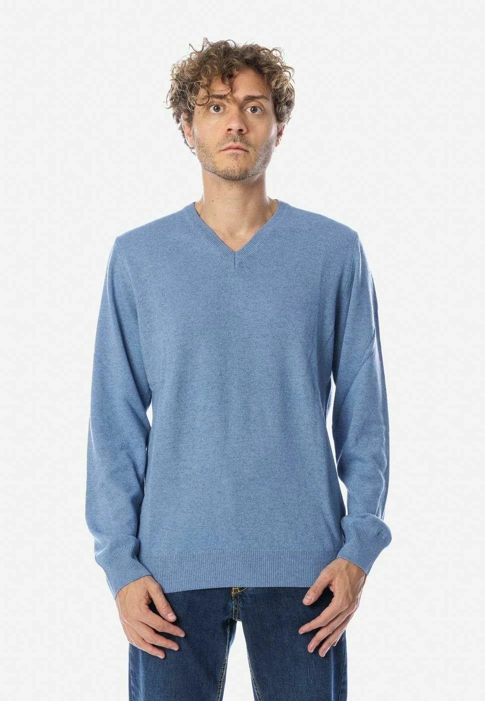 Scollo A V - Maglione - Denim 3 Scollo A V - Maglione - Denim