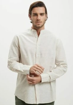 Comfort-Fit Misto Collo Coreana CamiciaBeige Uomo Camicie CSM22D01K-B11