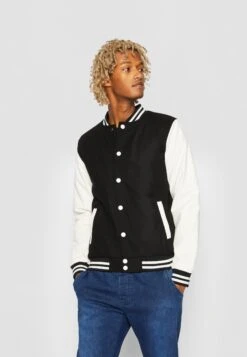 URBAN CLASSICS Oldschool CollegeGiubbotto BomberBlack / White Uomo Giacche UR622G001-850