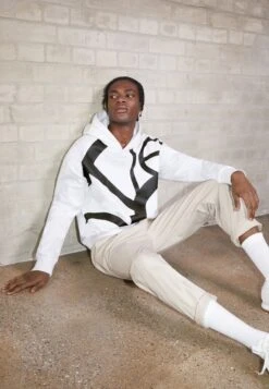 Calvin Klein Abstract Aop Comfort Felpa Con CappuccioBright White Uomo Maglieria E Felpe 6CA22S07P-A11